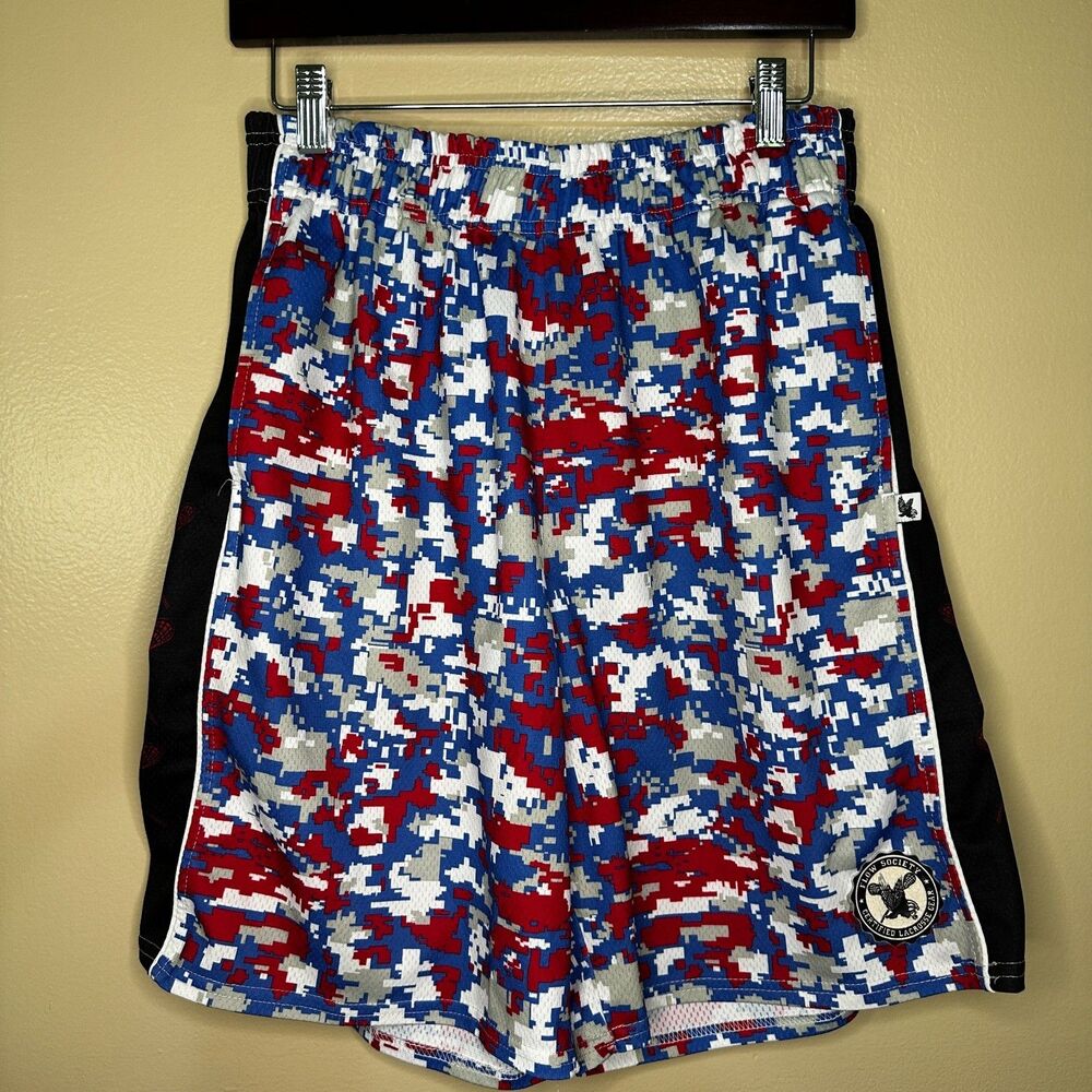 Flow Society Men’s Athletic Lacrosse Shorts Minecraft Camo Size Small